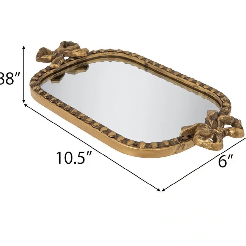 🎀🆕Mirrored And Gold Metal Bow Vanity Tray🎀